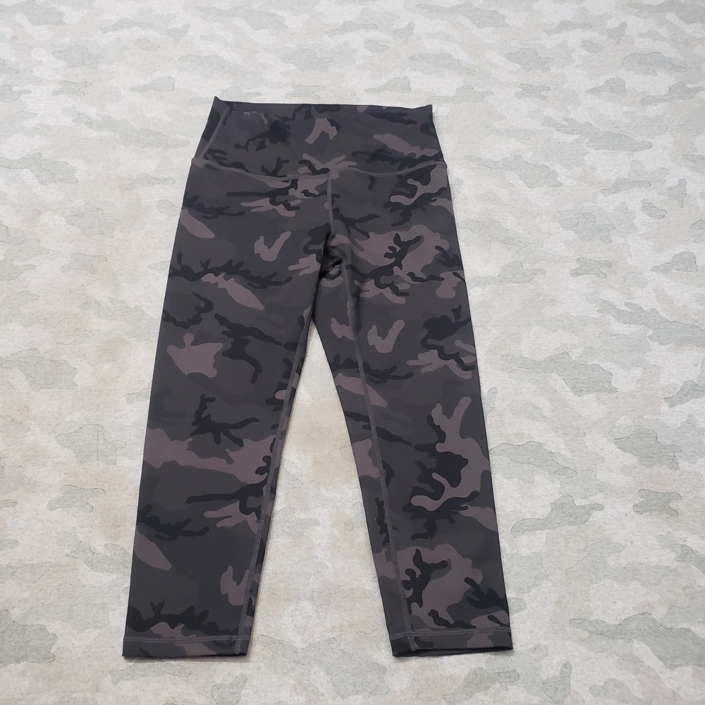 Zyia Active Leggings Womens 6-8 Gray Gym Camo Capri Pull On Yoga Running Active